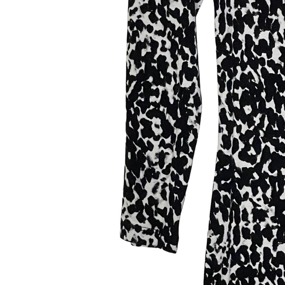 H&M T-Shirt Dress Size Small Black White Pattern Stretch Blend Womens 3/4 Sleeve - Picture 3 of 7